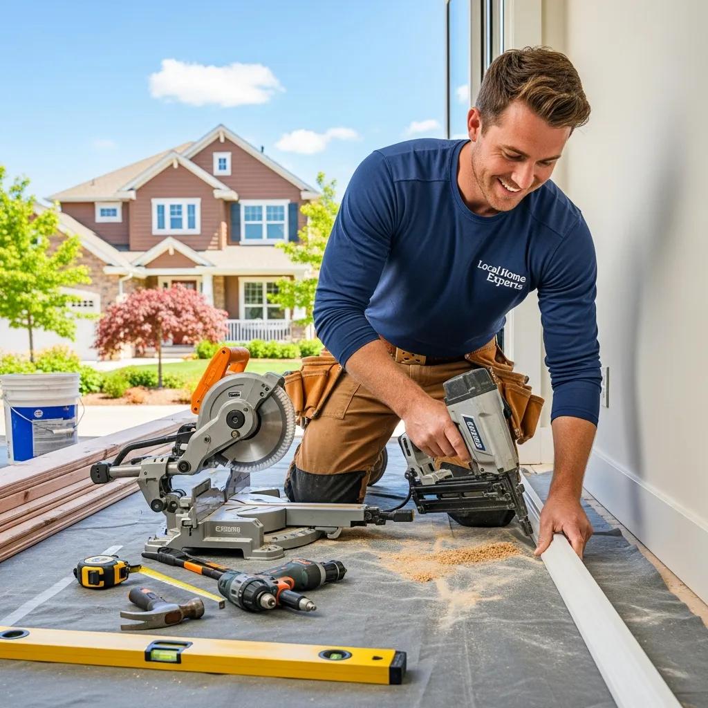 Contractor working on home renovation, emphasizing local SEO practices