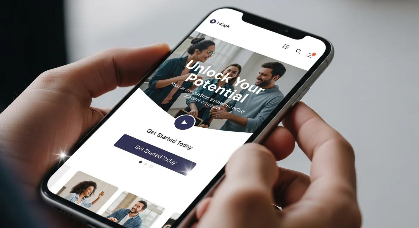 Person interacting with a mobile landing page that follows strong UX principles